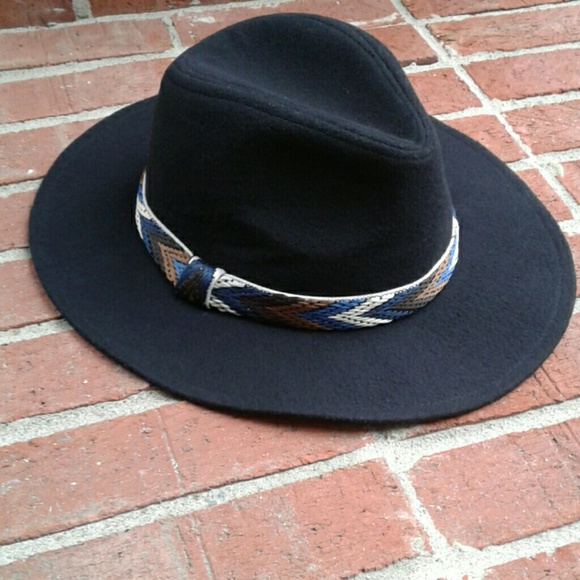 Rampage Black Felt/Chevron Hatband Fedora Hat - Picture 2 of 7